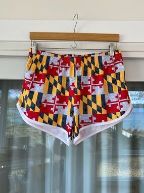 Maryland Flag Print Women's Athletic Shorts - Red, Yellow, Black